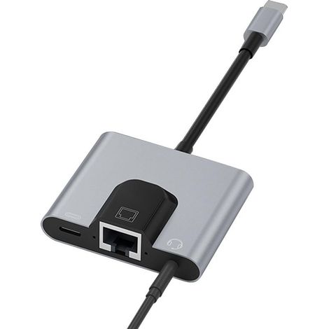 Adaptateur Ethernet USB C – Câble de charge Gigabit Prise audio 3,5 mm pour ordinateur portable Adaptateur réseau USB C prend en charge les appels vocaux pour téléphone, ordinateur, lieu de (1/5)