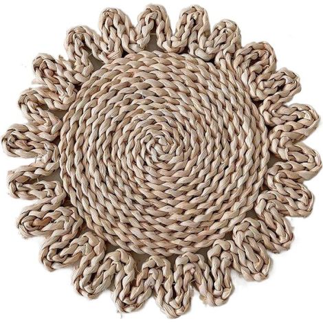 Lot de 2 dessous-de-plats tressés, motif fleur, en épi de maïs, pour table et cuisine (1/5)