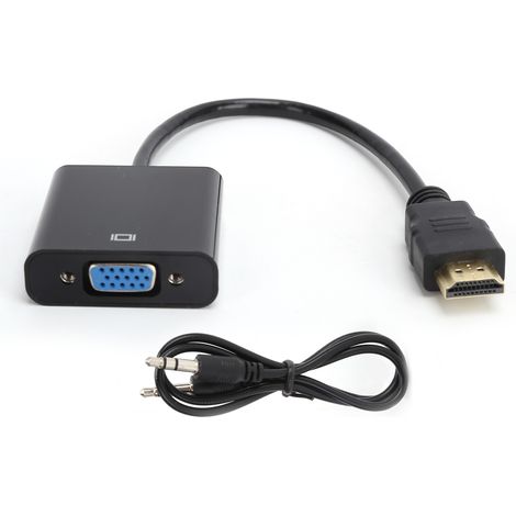 HDMI-zu-VGA-Konverterkabel mit 3,5-mm-Audioanschluss für Chromebook, Raspberry Pi, Xbox – Schwarz (1/5)