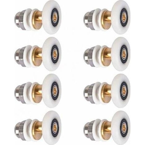 8 Pieces Shower Door Roller, Sliding Door Rollers Shower Cabin Door Pulleys Replacement Wheel for Roller with Wheel Diameter 25mm (1/5)