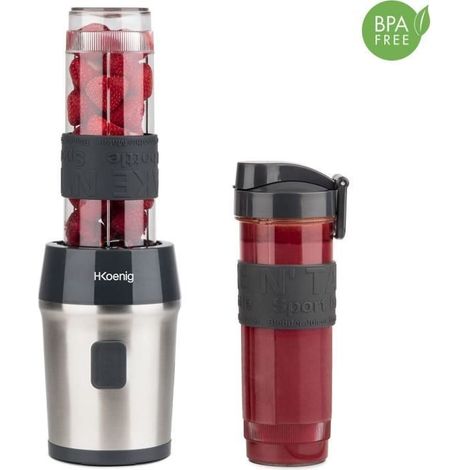 Mini blender - H.KoeNIG - SMOO9 - 300 W - 570 ml - Black - 2 flasks included - BPA free (1/5)