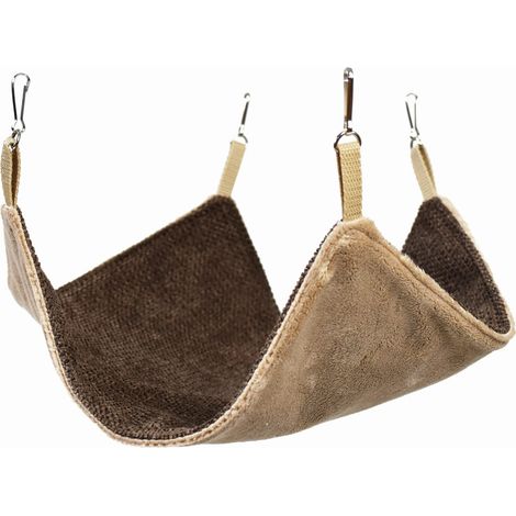 Hängematte für Nagetiere, 45 x 45 cm, braunes Gestell + cappuccinofarbener Minky-Stoff (1/3)