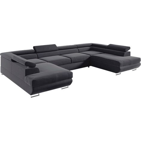 U-förmiges 5-Sitzer-Sofa, umwandelbar, mit Bettkasten Lyam Anthrazitgrau