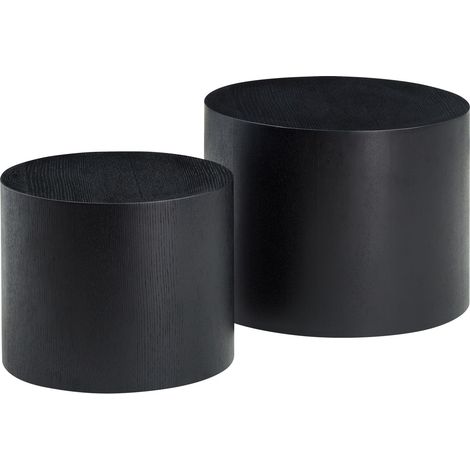 Ensemble de 2 tables basses gigognes rondes en 3 couleurs Ø48x38 cm et Ø38x32 cm (1/5)