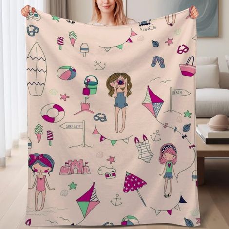 Couverture de lit en polaire, douce et chaude en microfibre légère pour le printemps, décoration de chambre, cadeau pour femmes et hommes, 6080 pouces (1/4)