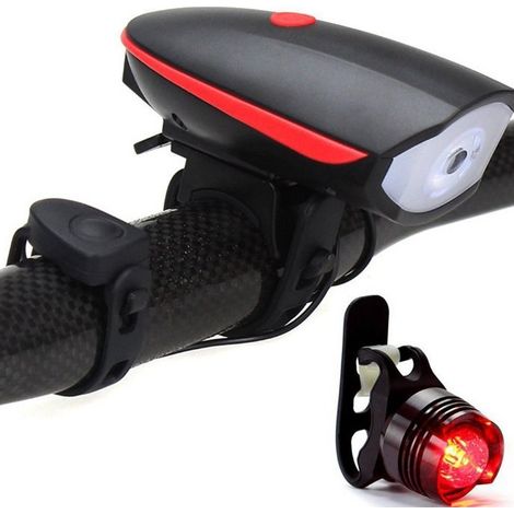 USB rechargeable bicycle light set with horn, super bright, easy to install, suitable for all mountain bikes and road bikes (1/5)