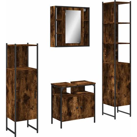 Ensemble d'armoires de salle de bain 4 pcs - Colonne Miroir Meuble sous-vasque chêne fumé fr1526 - Maison La Vie