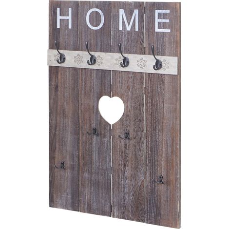 Appendiabiti da parete per la casa pannello stile vintage con 8 ganci 91x60 cm marrone 040000993