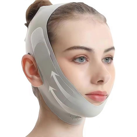 Masque liftant en graphène V Line mentonnière de sommeil respirante masque remodelant visage réutilisable vert clair (1/5)