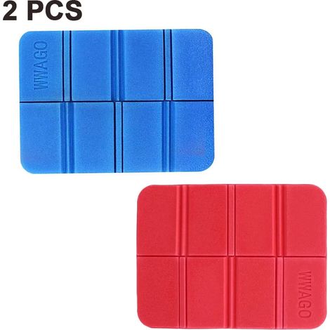 Cuscino da sedile pieghevole, cuscino termico per esterni, materassino per bambini, impermeabile, per esterni, giardino, campeggio, picnic, escursioni, 2 pezzi (rosso + blu) (1/5)