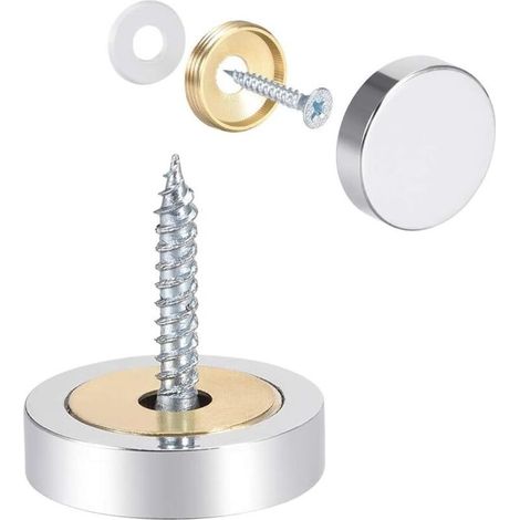 Cache Vis Miroir Décoratif Capuchons Couverture Clous Poli Acier INOX 25mm 4Pcs (1/5)