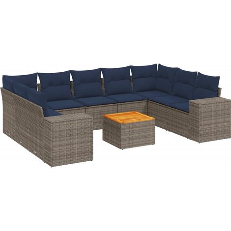 Maison Exclusive - 10-teiliges Gartensofa-Set mit Kissen, grau, P
