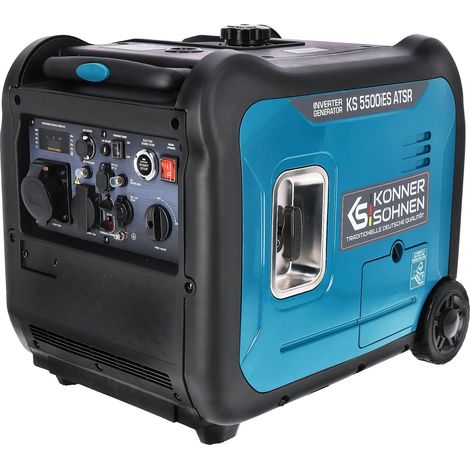 Könner & Söhnen – Groupe électrogène inverter 5,5 kW – Boîtier insonorisé 66 dB – 1x16A, 1x32A, 2 USB – Système ATS, affichage LED multifonctionnel