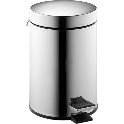 Poubelle à cosmétiques, 3 L, en acier inoxydable, seau amovible, poubelle de salle de bains, argent (1/5)