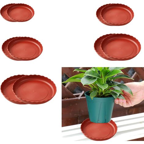 Sous-pots pour plantes — Ensemble de 8 sous-pots épais — Rouge (Diamètre extérieur : 19 cm) (1/3)