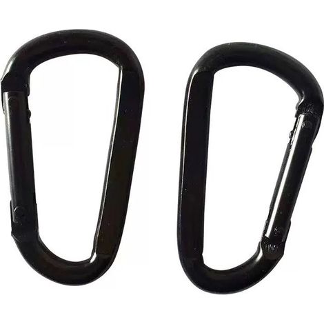 Mousquetons en acier inoxydable noir (lot de 2) – Mousquetons porte-clés, adaptés aux hamacs, balançoires, promenades avec les chiens, camping, randonnée (1/5)