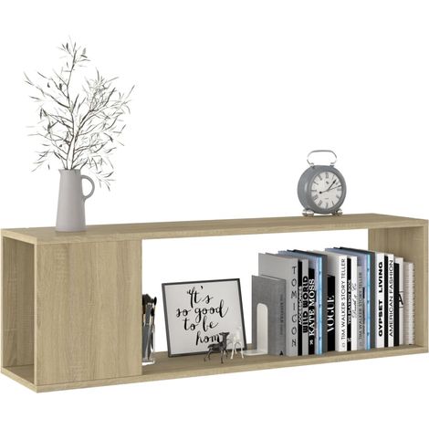 Meuble TV Banc TV Armoire de rangement Chêne sonoma 100x24x32 cm Aggloméré 32123 (1/5)
