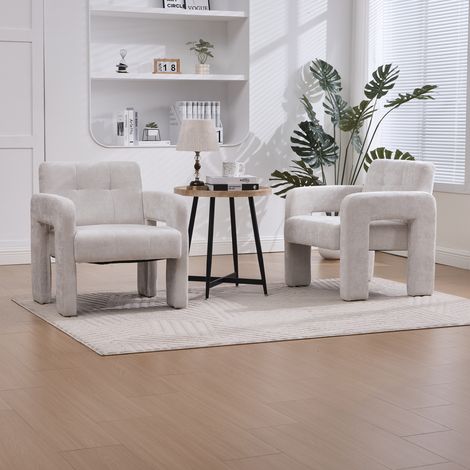poltrona seduta chenille beige braccioli ergonomici OKMYHOME (1/5)