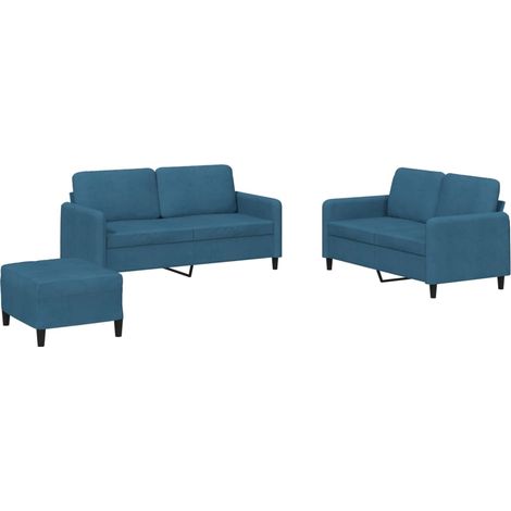 vidaXL Set di Divani 3 pz Blu in Velluto (1/5)