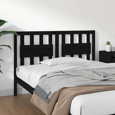 vidaXL Cabecero de cama madera maciza de pino negro 125,5x4x100 cm (1/5)