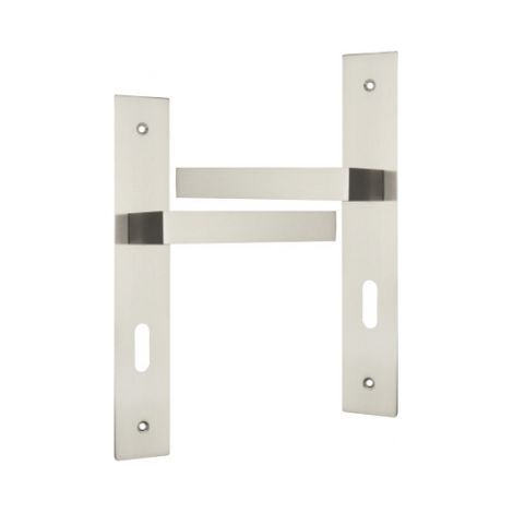 Ouvre&Déco – Lot de 2 poignées de porte NATHAN – Aluminium nickel mat – Entraxe 195 mm – Pour chambres à coucher avec clé (1/2)