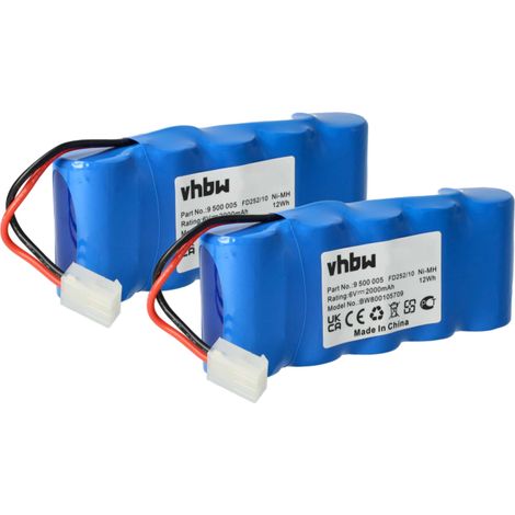 vhbw 2x Batterie compatible avec Bosch Somfy K10, D14, K8, K12, K17 motorisation de porte ou portail (2000mAh, 6V, NiMH)