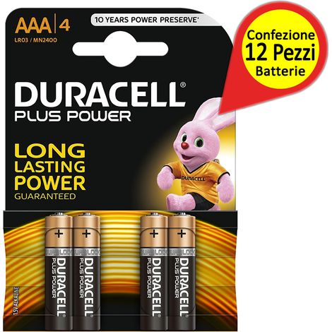 Durecell plus power aaa batterie alcaline confezione da 12 batterie
