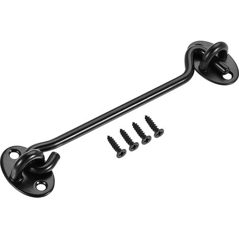 6" Kabinenhaken Öse Riegel Tortür Schwenkfensterhaken 201 Edelstahl mit Schrauben Schwarz (1/5)