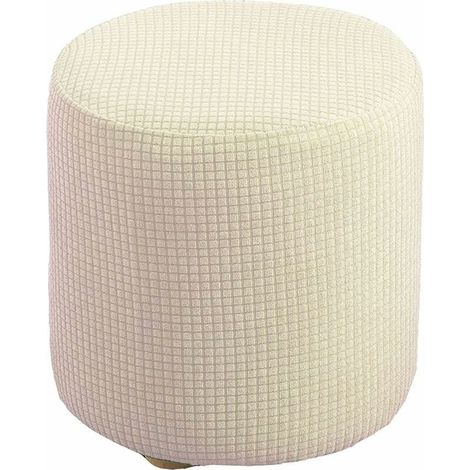 Housse de Pouf Ottomane Carrée/Rond Extensible, Housses de Repose-Pieds en Jacquard Doux pour protéger Le Repose-Pieds, Housse de Pouf avec Fond élastique ( Color : blanc laiteux , Size : 30x30cm ) (1/4)