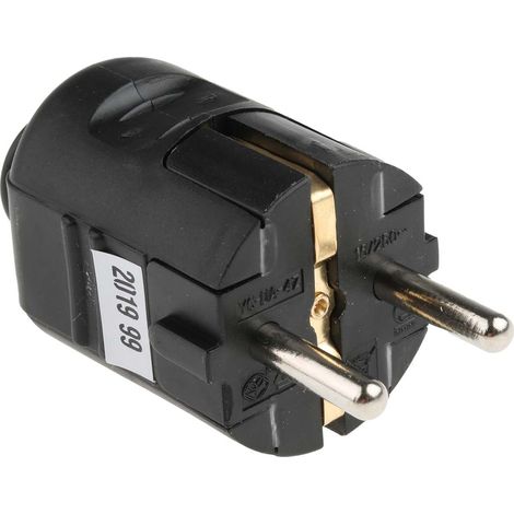Rs Pro – Fiche secteur mâle Schuko 250 V 16 A – Montage sur câble 2P+E – Connexion fiable pour équipements domestiques et professionnels