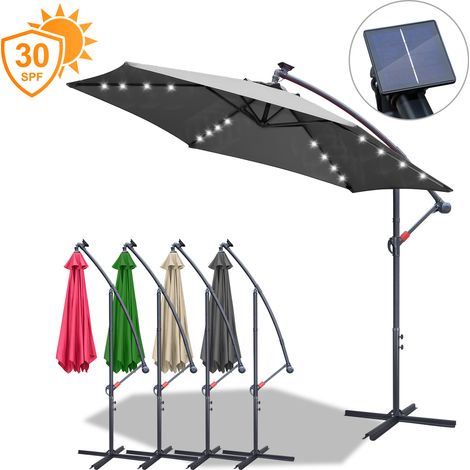 EINFEBEN Parasol déporté inclinable - Parasol - Parasol de jardin - Avec protection UV - Gris 3.5m (1/5)