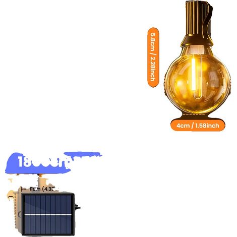 Guirlandes lumineuses solaires, télécommande, dimmable, 18m 30ampoules (1/2)