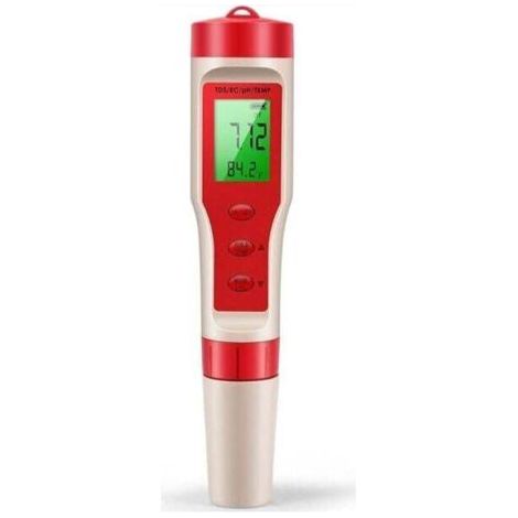 PH-mètre, pH-mètre numérique 4 en 1 avec fonction pH/TDS/EC/ATC pour eau potable, testeur de pH haute précision ± 0,01 pour culture hydroponique, aquarium, piscine, testeur de qualité de l'eau d