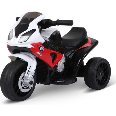 Moto électrique pour enfants Max. 20kg avec licence BMW, voiture électrique avec 3 roues, batterie rechargeable 6V, blanc rouge, 66x37x44cm (1/5)
