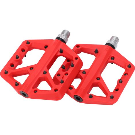Paar flache, rutschfeste Fahrradpedale aus Nylonfaser für Rennräder und Mountainbikes, rot (1/5)