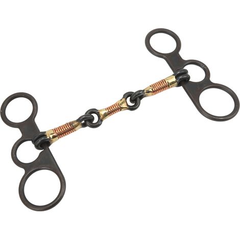 Mors cheval style western motif feuille acier carbone anneau cuivre jointé pour ferme équestre (1/5)