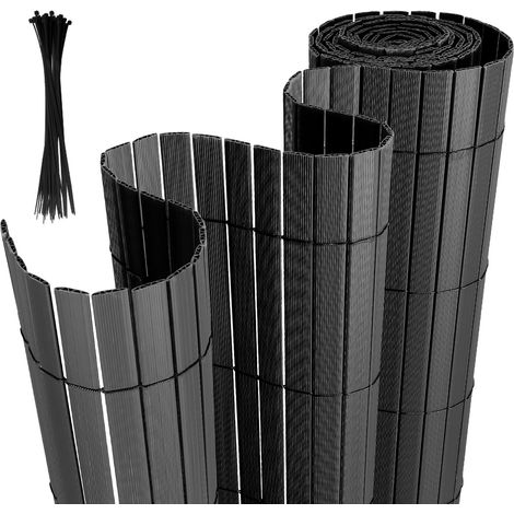 Randaco Sichtschutzmatte PVC Sichtschutzzaun Anthrazit Windschutz fur Garten Balkon und Terrasse 100x300cm Stabile W-Form