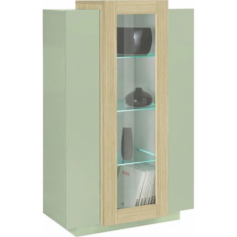 Vetrina Mobile 3 Ante Verde Salvia Rovere Moderna 5 Ripiani Soggiorno (1/4)