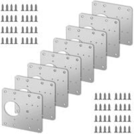 8 pièces plaque de réparation de charnière d'armoire en acier inoxydable avec 48 vis (1/5)