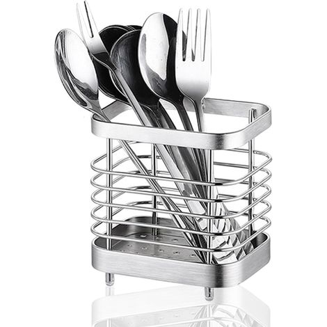 Range-Couverts Acier Inoxydable Argent,Egouttoir à Couverts,Égouttoir à ustensiles en Acier Inoxydable, Panier égouttoirs Cuisine égouttoirs à Vaisselle égouttoirss à Vaisselle(S) (1/5)