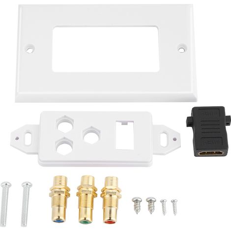 1 plaque murale HDMI et RCA, interface HD 1080p, en ABS blanc, pour maison et bureau (1/5)