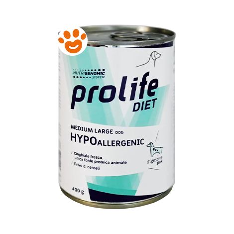 Prolife Dog Diet Hypoallergenic Medium Large  - Prolife Dog Diet Hypoallergenic Medium Large - Lattina Da 400 Gr