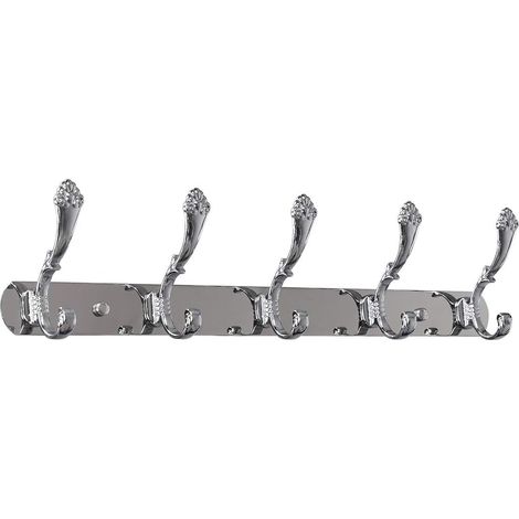 Doppelwand Haken Rack Wandmontage Zinklegierung Robe Handtuchhalter mit Schrauben Edelstahl (1/5)