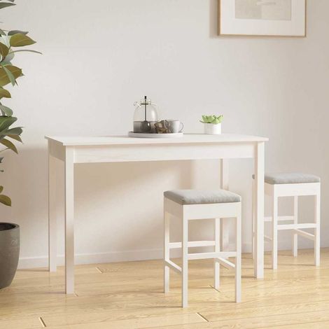 vidaXL Mesa de comedor madera maciza de pino blanca 110x55x75 cm (1/5)