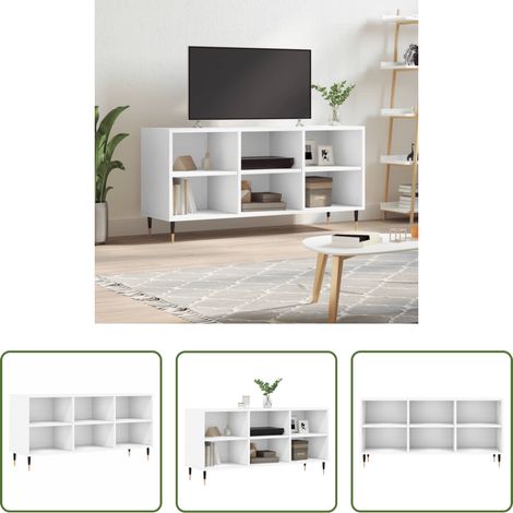 vidaXL Meuble tv bois - Meuble TV blanc 103,5x30x50 cm bois d'ingénierie (1/5)