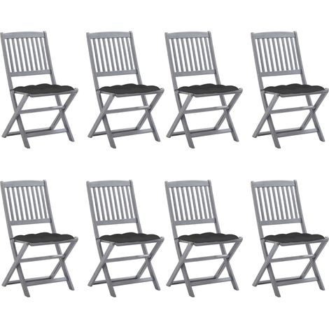 Klappbare Gartenstühle 8 Stk. mit Kissen Massivholz Akazie