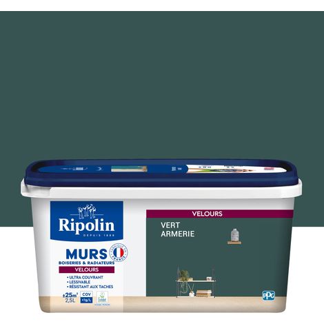 Peinture aspect Velours  - 2,5L - Vert Armerie - Ripolin (1/5)