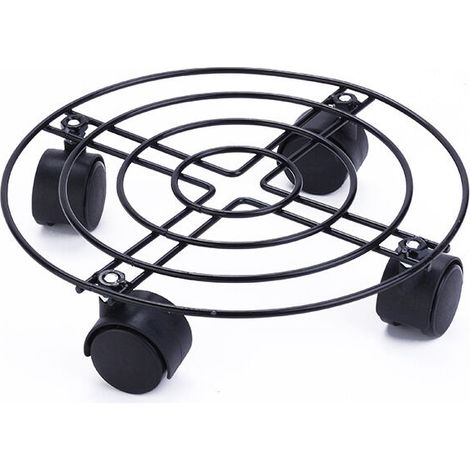 Supporto per vaso da fiori su ruote, edizione nera, Ø 25 x 6 cm Supporto per vasi da interno su ruote Supporto in acciaio con ruote, rivestimento e bordo neri Portata massima 60 kg
