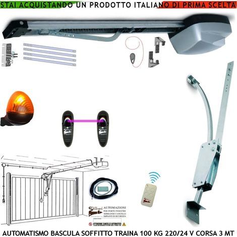 AUTOMAZIONE PORTA BASCULANTI 220/24 V TRAINA 100 KG AUTOREVERSE RADIOCOMANDO ARCHETTO FOTOCELLULE FARO 24 LED A PARETE (1/5)