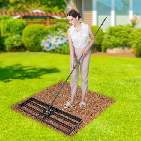 Professional Lawn Leveler Rake 175cm Steel Handle 91x25cm Leveling Head Adjustable 180° Angle for Turf Leveling Topsoil Spreading Pitch Preparation UK Garden Tool (1/5)